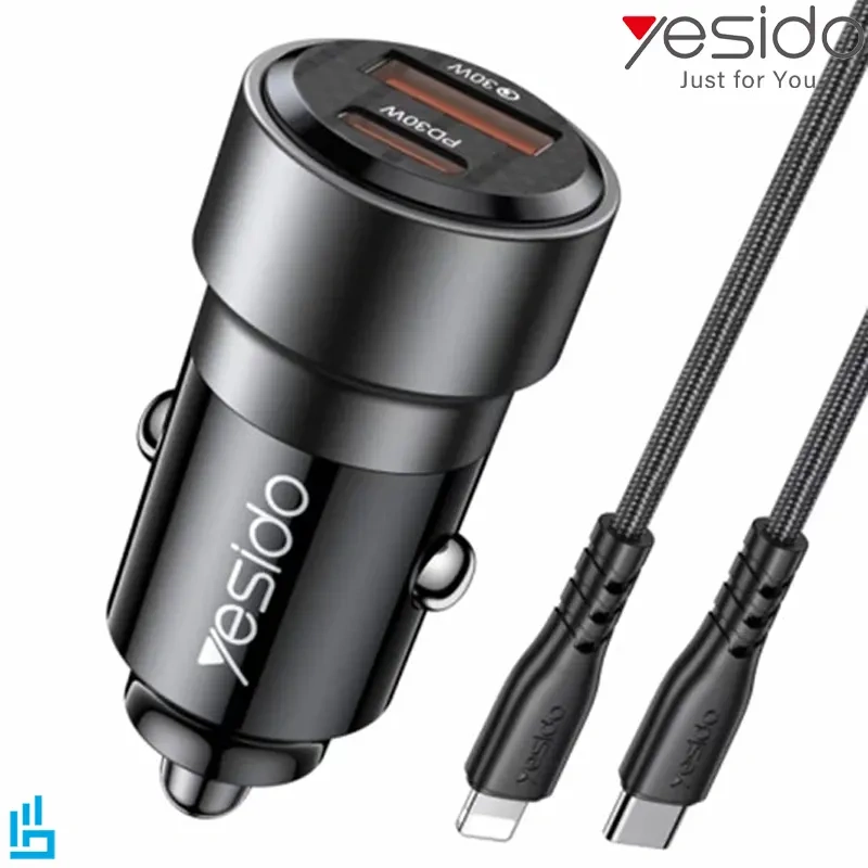 شارژر فندکی یسیدو Yesido به همراه کابل لایتنینگ Lightning مدل Y54