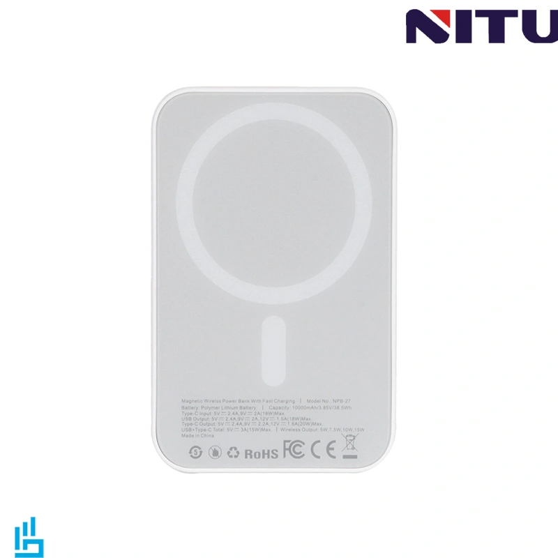 پاوربانک فست وایرلس شارژ ظرفیت 10000 میلی آمپر نیتو NITU NPB27