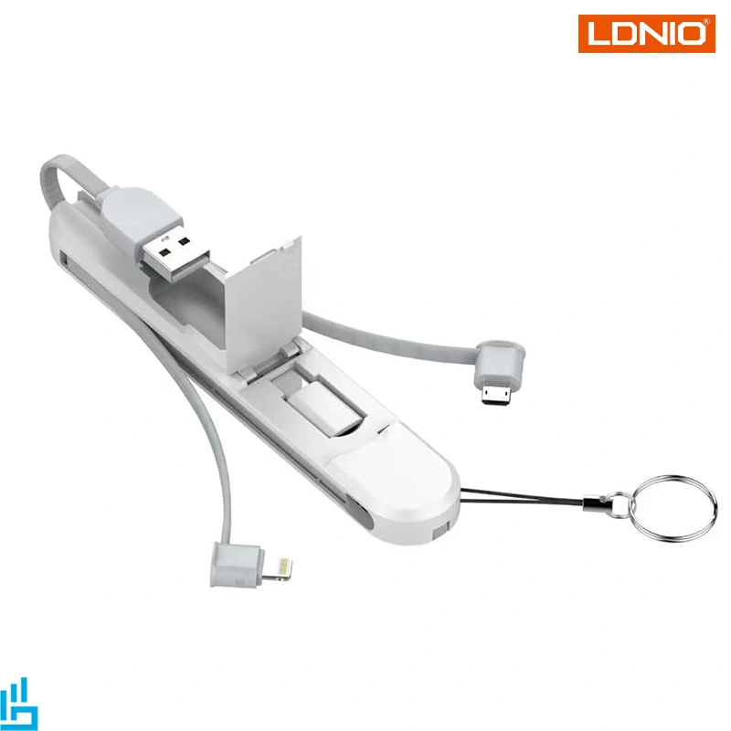 کابل تبدیل USB به USB-C/MicroUSB/لایتنینگ الدینیو LDNIO LC-130 طول 0.2 متر