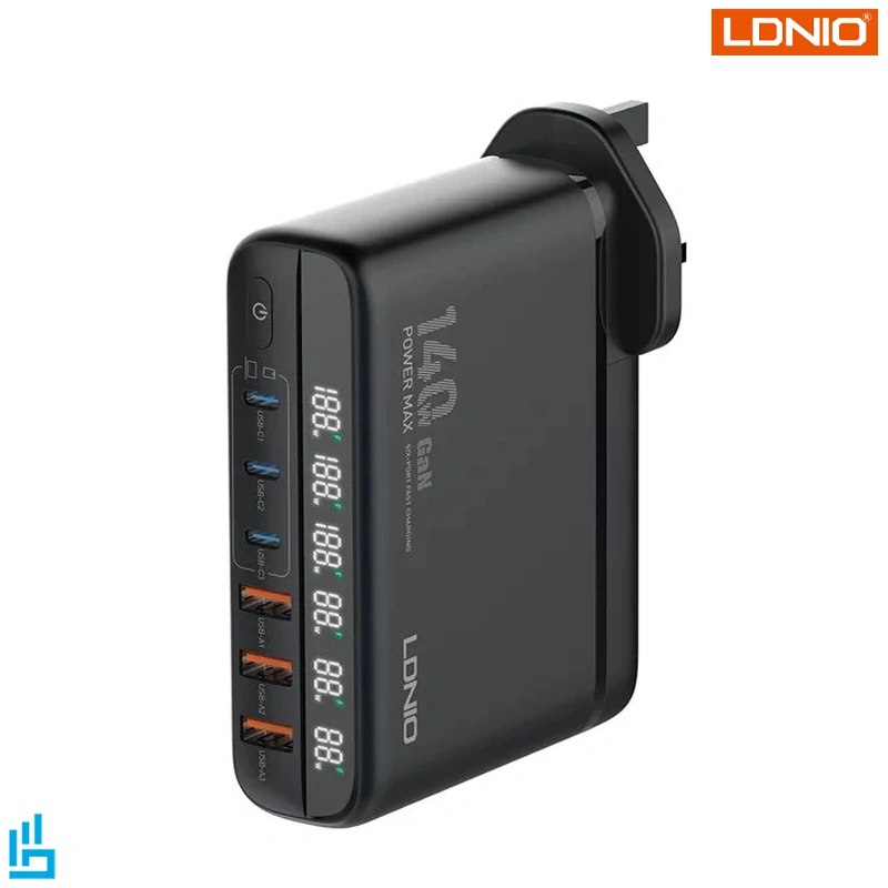 شارژر رومیزی 140 وات الدینیو مدل GaN A6140C