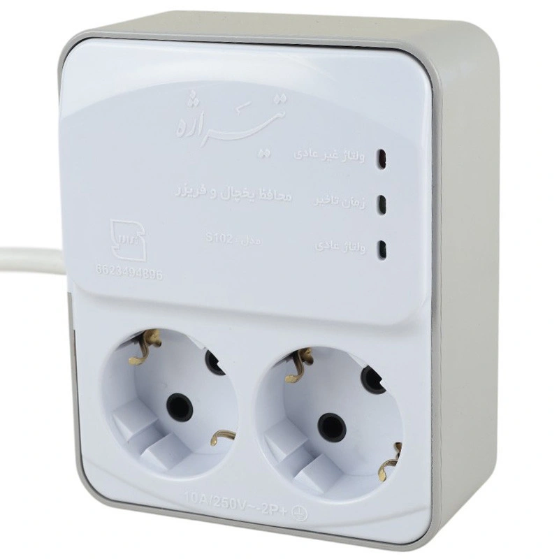 محافظ برق یخچال و فریزر 2 خانه ارت دار تیراژه S102 کابل 1.8 متری