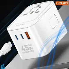 شارژر دیواری 45 وات و تبدیل برق یونیورسال الدینیو LDNIO Z8