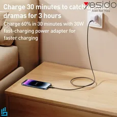 کابل شارژ (تبدیل) تایپ سی type-c به لایتنینگ Lightning آیفونی یسیدو YESIDO CA159 طول 1/2 متر