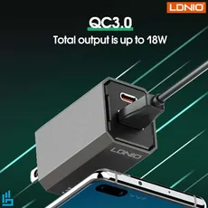 شارژر دیواری الدینیو LDNIO A2527C به همراه کابل تبدیل USB-C