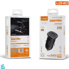 شارژر فندکی LDNIO الدینیو C106 با کابل تایپ سی