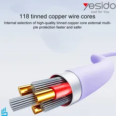 کابل تبدیل شارژ تایپ سی TypeC به تایپ سی TypeC یسیدو Yesido CA152 طول 1/2 متر