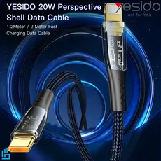 کابل شارژ (تبدیل) تایپ سی type-c به لایتنینگ Lightning آیفونی یسیدو مدل YESIDO CA101 طول 1/2 متر