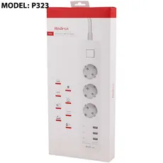چند راهی برق ارت دار سه سوکت و سه یو اس بی هادرون Hadron P323