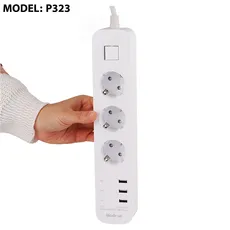 چند راهی برق ارت دار سه سوکت و سه یو اس بی هادرون Hadron P323
