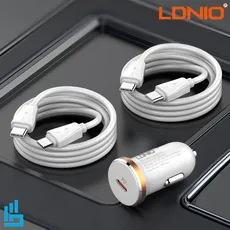 شارژر فندکی الدینیو LDNIO مدل C22Q با کابل TYPE-C TO TYPE-C