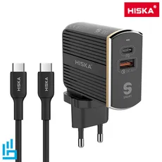 شارژر دیواری هیسکا مدل H-114PD به همراه کابل تبدیل USB-C | اکسلنت کالا