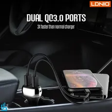 شارژر فندکی الدینیو C2 LDNIO به همراه کابل تبدیل تایپ سی