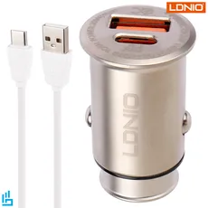 شارژر فندکی LDNIO الدینیو C506Q به همراه کابل تبدیل تایپ سی