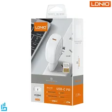 شارژر دیواری الدینیو مدل A1206 LDNIO به همراه کابل تبدیل دو سر USB-C