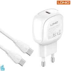 شارژر دیواری الدینیو مدل A1206 LDNIO به همراه کابل تبدیل دو سر USB-C