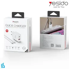 شارژر دیواری یسیدو Yesido به همراه کابل TypeC To Lightning مدل YC47