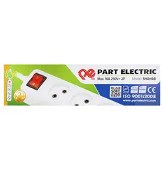 چند راهی 4 خانه ارت دار کلید دار کابل 3 متر پارت الکتریک PE649 شهاب