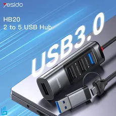 هاب 5 پورت USB/TYPE-C یسیدو YESIDO HB20