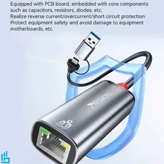 هاب USB یسیدو2 پورت HB26 YESIDO LAN