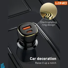 شارژر فندکی الدینیو LDNIO C103 با کابل TypeC