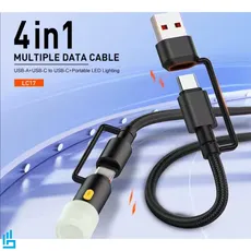 کابل شارژ چندکاره الدینیو LDINIO LC17 طول 1.2 متر چراغ قوه دار