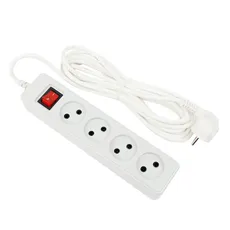 چند راهی برق 4 خانه بدون ارت کلید دار پارت الکتریک شهاب PE651 کابل 1.8