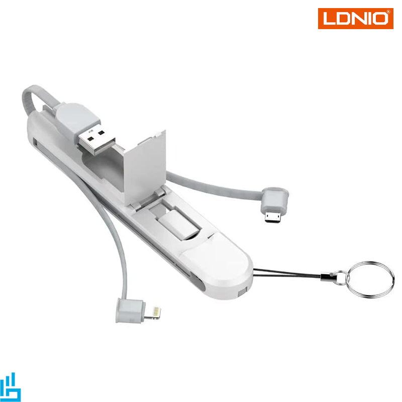 کابل تبدیل USB به USB-C/MicroUSB/لایتنینگ الدینیو LDNIO LC130 طول 20 سانتی متر