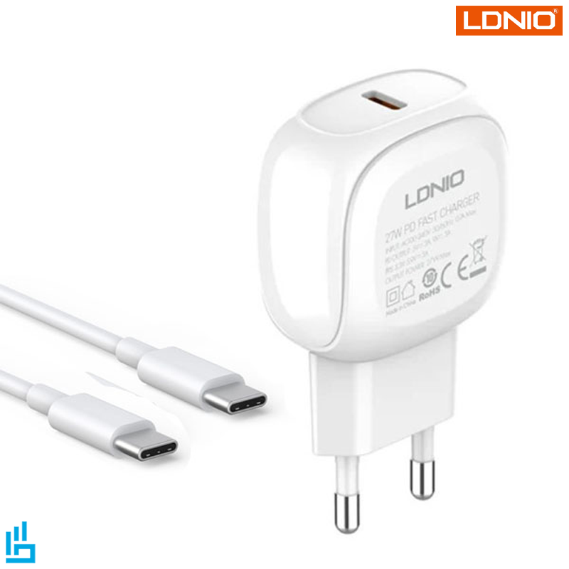 شارژر دیواری الدینیو مدل A1206 LDNIO به همراه کابل تبدیل دو سر USB-C | اکسلنت کالا