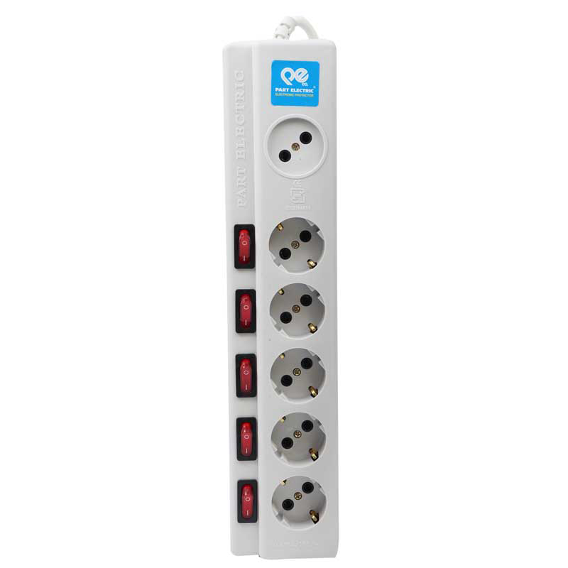 چند راهی 5+1 خانه فیوز دار پارت الکتریک PE2162 با کابل 5 متری part electric
