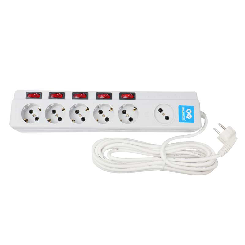 چند راهی 5+1 خانه فیوز دار پارت الکتریک PE2162 با کابل 5 متری part electric