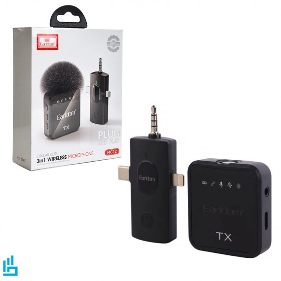 میکروفون یقه ای بی سیم ارلدام EARLDOM MC12 Type-C/Lightning/3.5mm