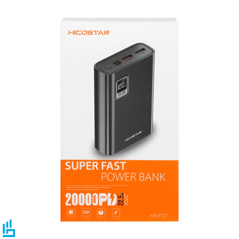 پاوربانک 20 هزار میلی آمپر هایکو استار HICOSTAR HS P22 مشکی