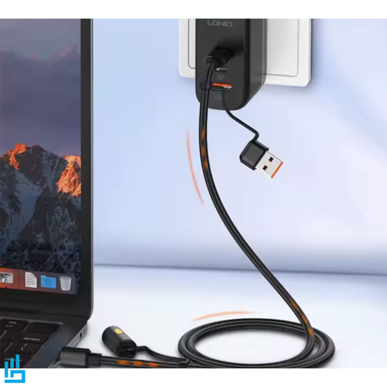 کابل شارژ چندکاره الدینیو LDINIO LC17 طول 1.2 متر چراغ قوه دار