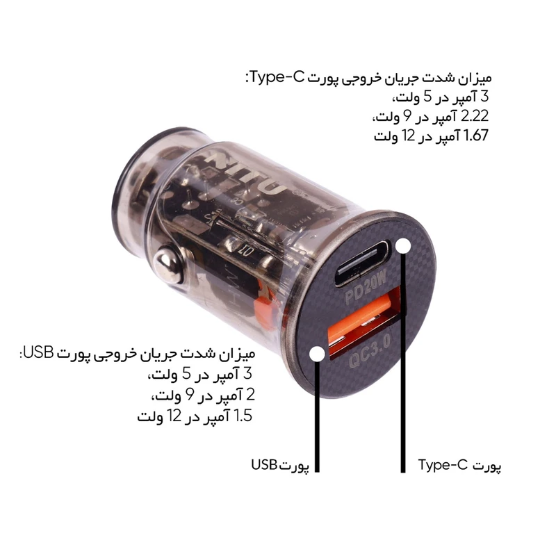 شارژر فندکی نیتو مدل NDC29 NITU