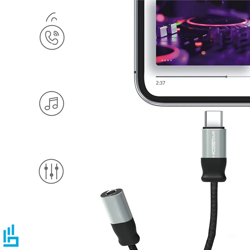 کابل تبدیل تایپ سی به AUX هایکو استار HICOSTAR HS T12C طول 12 سانتی متر
