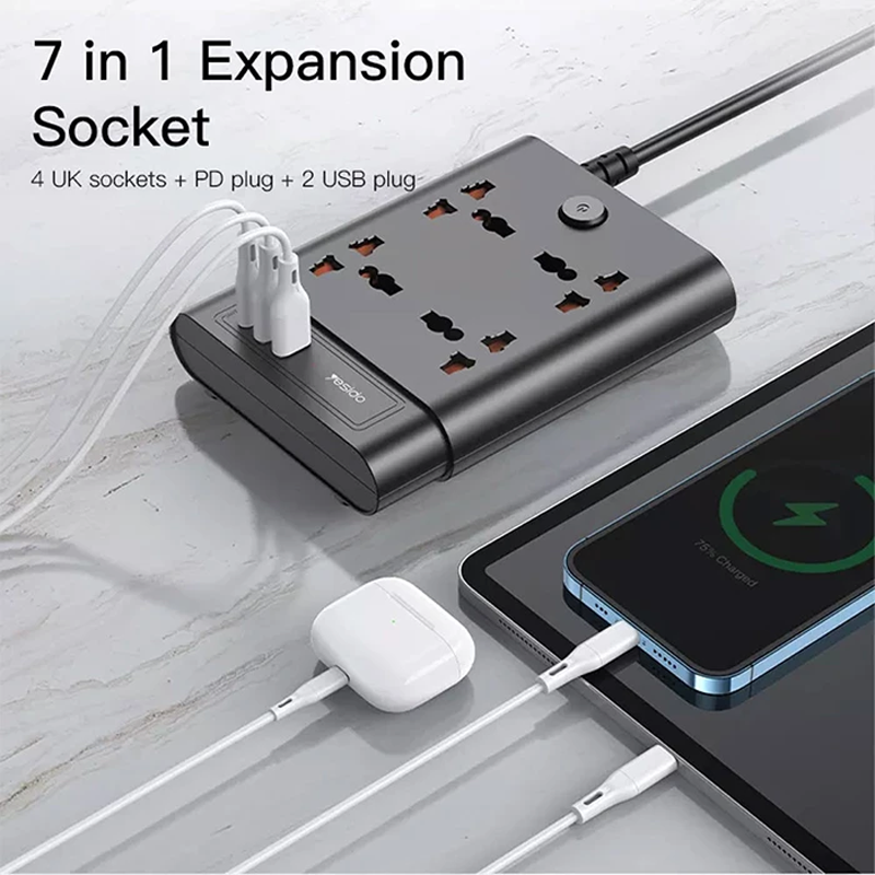 چند راهی برق  USB دار Yesido مدل MC11 با کابل 1.8 متری