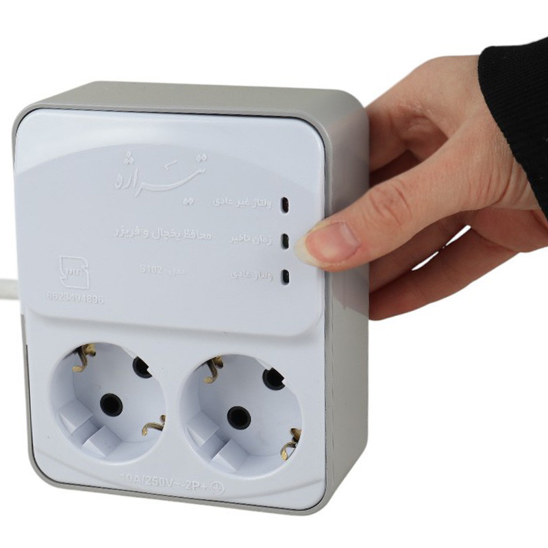 محافظ برق یخچال و فریزر 2 خانه ارت دار تیراژه S102 کابل 1.8 متری