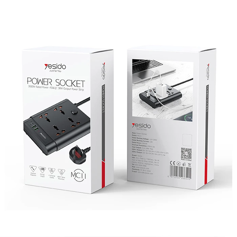 چند راهی برق  USB دار Yesido مدل MC11 با کابل 1.8 متری
